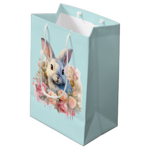Süßes Kaninchen mit Rosengirlande Mittlere Geschenktüte