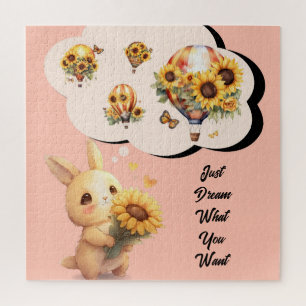 Süßes Kaninchen Mit Sonnenblumen-Puzzle Puzzle