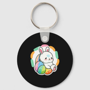 Süßes Kaninchen Ostern Regenbogen Eier Cartoon Frü Schlüsselanhänger