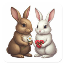 Süßes Kaninchen-Paar – Love Bunny Aufkleber