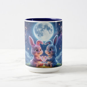 Süßes Kaninchen-Pärchen-Kaffeetasse - Milo & Mimi  Zweifarbige Tasse