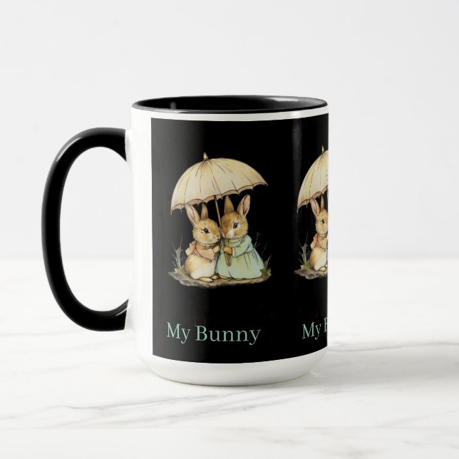 Süßes Kaninchen-Pärchen Kaffeetasse, Romantisches  Tasse (Links)