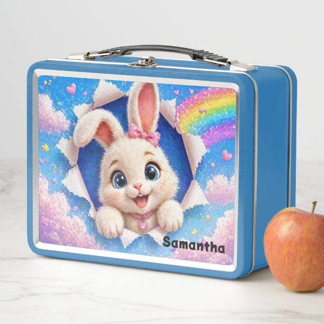Süßes Kaninchen Regenbogen Durchbruch Metall Brotdose (Beispiel)