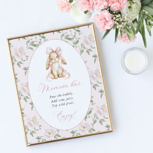Süßes Kaninchen, rosa Schleife, rosa Blumen, Momos Poster