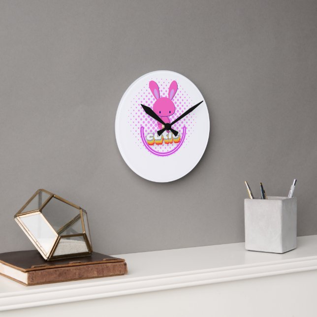 süßes Kaninchen Runde Wanduhr (Büro)