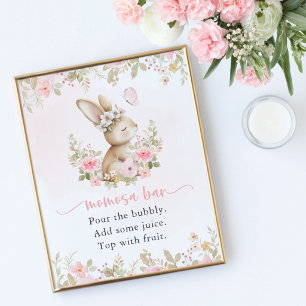 Süßes Kaninchen, Schmetterling, rosa Blumen, Momos Poster