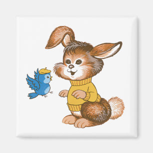 Süßes Kaninchen und Blaumeisen-Magnet Magnet