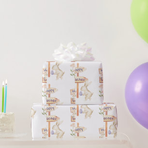Süßes Kaninchen und glückliches Osterei Geschenkpapier