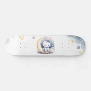 süßes Kaninchen und Mond Kinder Skateboard