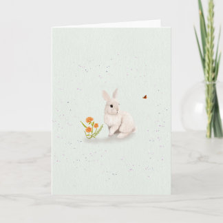 Süßes Kaninchen und Schmetterling 5x7 Grußkarte Karte