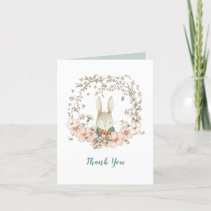 Süßes Kaninchen Vintage-Blumen-Decke Dankeskarte
