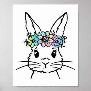 Süßes Kaninchengesicht Tie Dye Hase Ostertag Fraue Poster