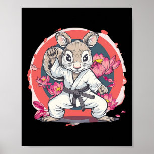 Süßes Karate Eichhörnchen Lotusblume Mma Kickboxen Poster