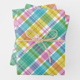 Süßes Kariertes Pastell Geschenkpapier Set