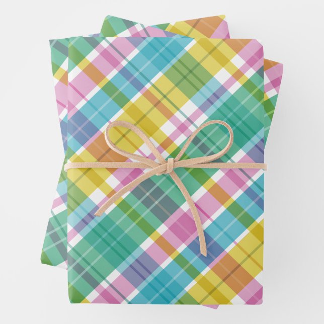 Süßes Kariertes Pastell Geschenkpapier Set (Beispiel)