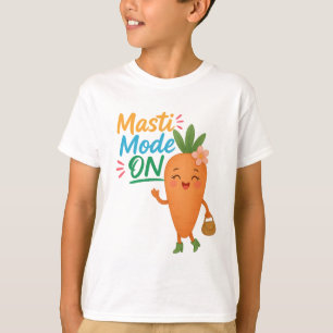Süßes Karotten Masti-Modus AN Kinder T-Shirt Spaß