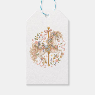 Süßes Karussellpferd Vintage-Kunst Geschenkanhänger