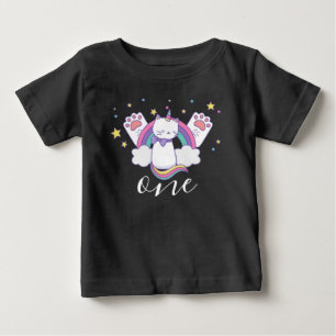 Süßes Katicorn 1. Geburtstag, Einhorn-Katz-Geburts Baby T-shirt