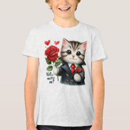 Süßes Kätzchen Antrag T-Shirt für Kinder | Wirst d Tri-Blend Shirt