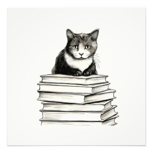 Süßes Kätzchen auf Büchern Fotodruck