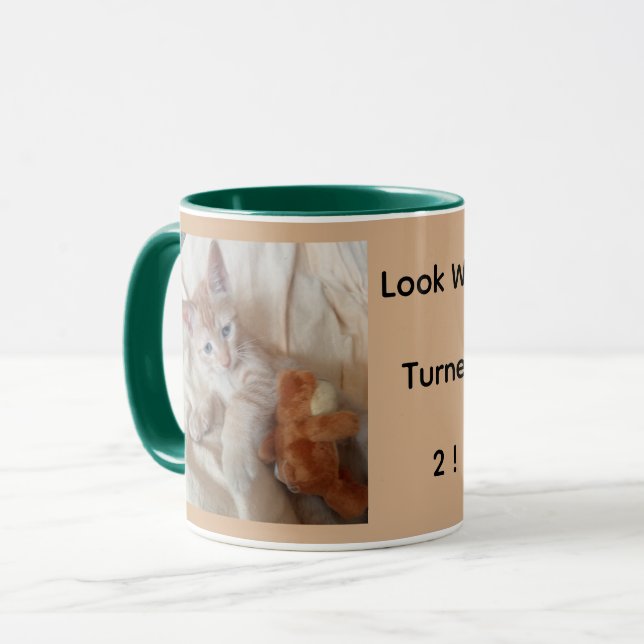 Süßes Kätzchen Benutzerfoto 2. Jubiläum Tasse (Vorderseite Links)