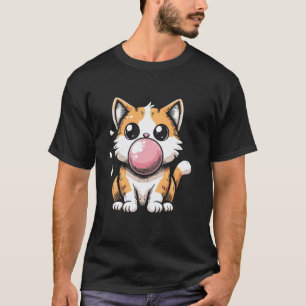 Süßes Kätzchen, das Kaugummi bläst Charme Mädchen T-Shirt