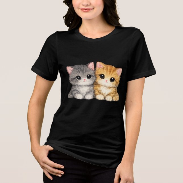 Süßes Kätzchen-Duo Tri-Blend Shirt (Vorderseite)
