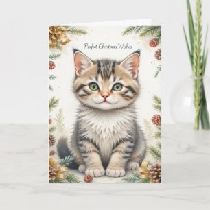 Süßes Kätzchen Florales Weihnachten Cute Pastell Karte