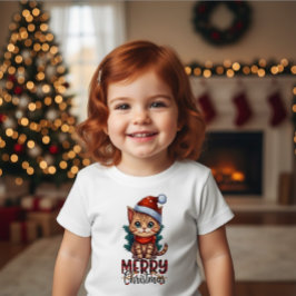 Süßes Kätzchen Frohe Weihnachten Kleinkind Feierta Baby T-shirt