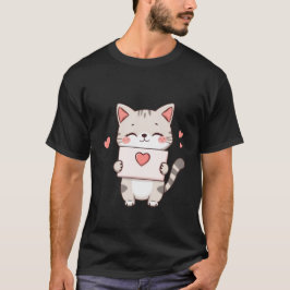 Süßes Kätzchen hält Herz Liebesbrief Kunst T-Shirt