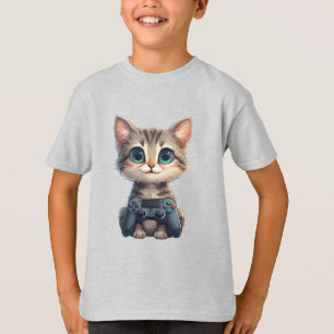 Süßes Kätzchen hält Spielecontroller Gamer-Katze T-Shirt