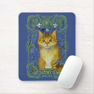 Süßes Kätzchen im Vintage-Art-Nouveau-Stil Mousepad