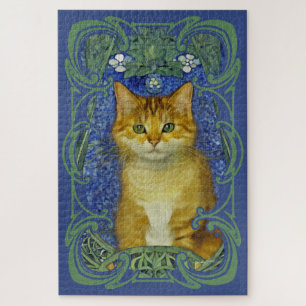 Süßes Kätzchen im Vintage-Art-Nouveau-Stil Puzzle