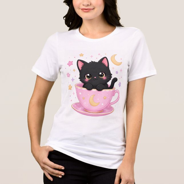 süßes Kätzchen in Tasse Tri-Blend Shirt (Vorderseite)