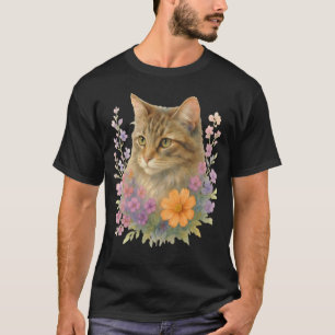 Süßes Kätzchen Katze Blume Floral Garten T-Shirt