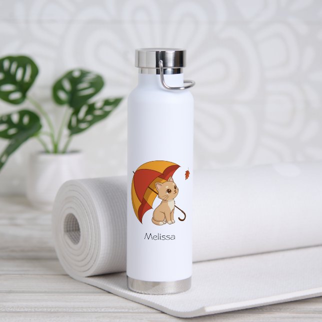 Süßes Kätzchen Katze Rot Gelb Regenschirm Fall Trinkflasche (Yoga (gedreht))