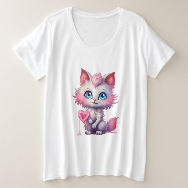 Süßes Kätzchen – Kawaii Pastell-Katze-T-Shirt Große Größe T-Shirt (Design vorne)