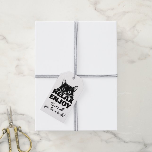Süßes Kätzchen Minimalistisches Design - KATZE 1 Geschenkanhänger (Mit Garn)