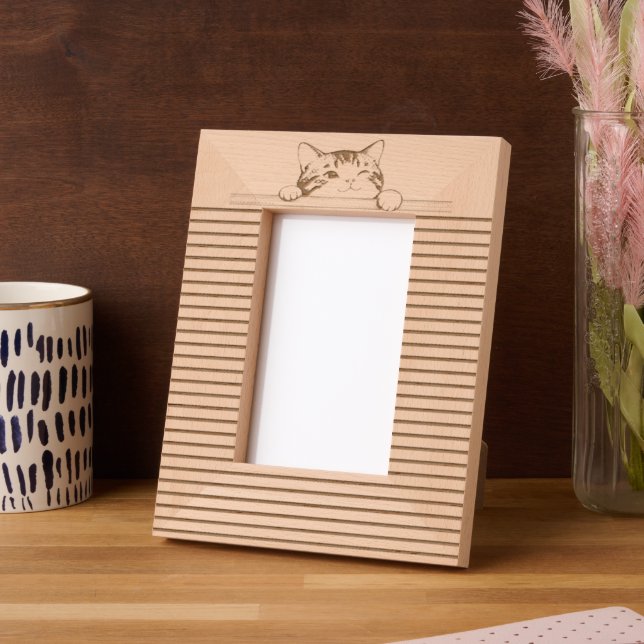 Süßes Kätzchen Minimalistisches Design - KATZE 2 Geätzte Rahmen (Linke Ecke)