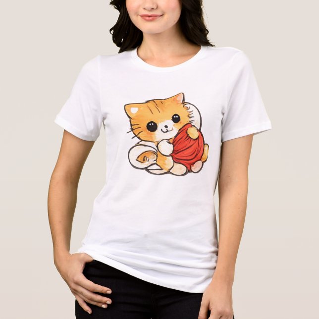 Süßes Kätzchen mit Garn Tri-Blend Shirt (Vorderseite)