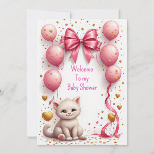 Süßes Kätzchen Rosa Ballon Karte 🐱