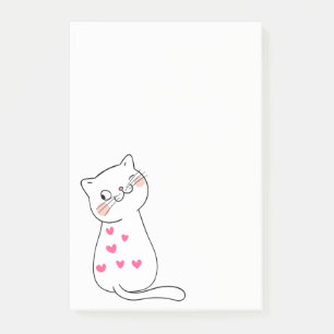 Süßes Kätzchen Rosa Herzen Cartoon Kitty Katze Post-it Klebezettel