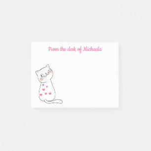 Süßes Kätzchen Rosa Herzen Cartoon Kitty Katze Post-it Klebezettel