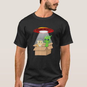 Süßes Kätzchen und Alien-Pappschiff T-Shirt