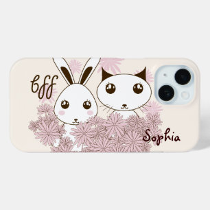 Süßes Kätzchen und Häschen Tier beste Freunde Kind iPhone 15 Hülle
