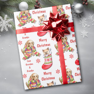 Süßes Kätzchen und Welpen Kinder Weihnachten Geschenkpapier
