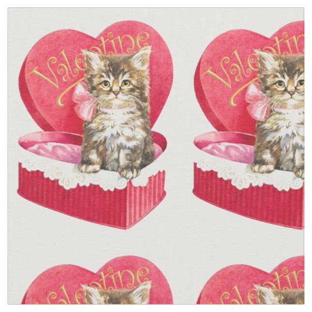 Süßes Kätzchen-Valentinstag Stoff (Nahaufnahme)