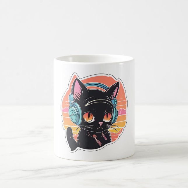 Süßes Kätzchen Vintage-Design Kaffeetasse (Mittel)