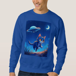 Süßes Kätzchen von einem UFO gejagt Sweatshirt