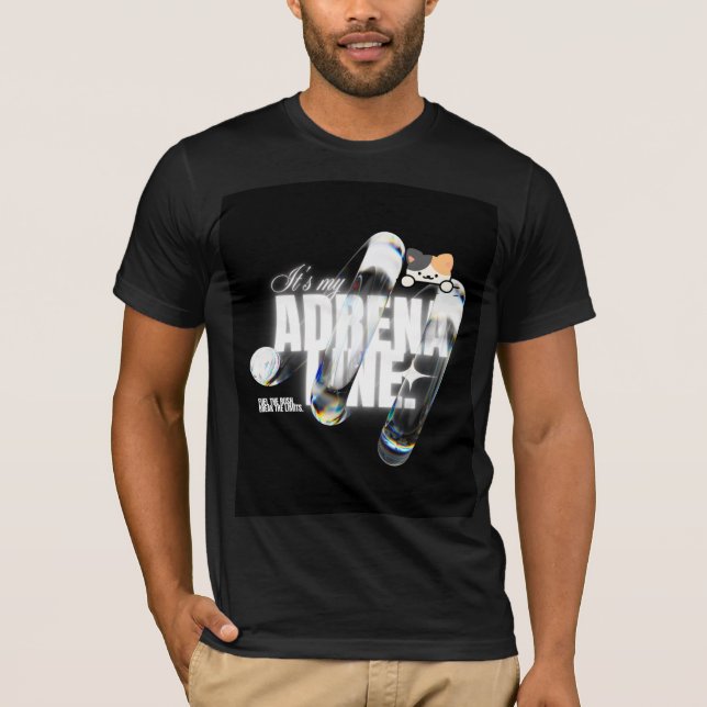 Süßes Katze & Adrenalin Design T-Shirt (Vorderseite)